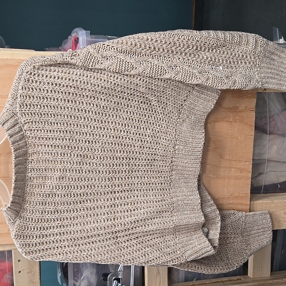 Streetwear Society Size S Beige Cropped Button Down Knit Cardigan - Picture 4 of 9